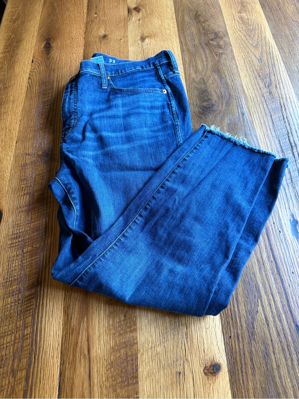 J. Crew Blue Cropped Frayed-Hem Jeans